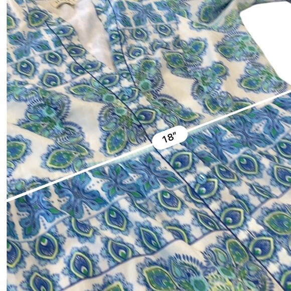 HALE BOB Long cotton pin tuck  Blue and Green Patterned Maxi Dress Size SMALL - Picture 7 of 10